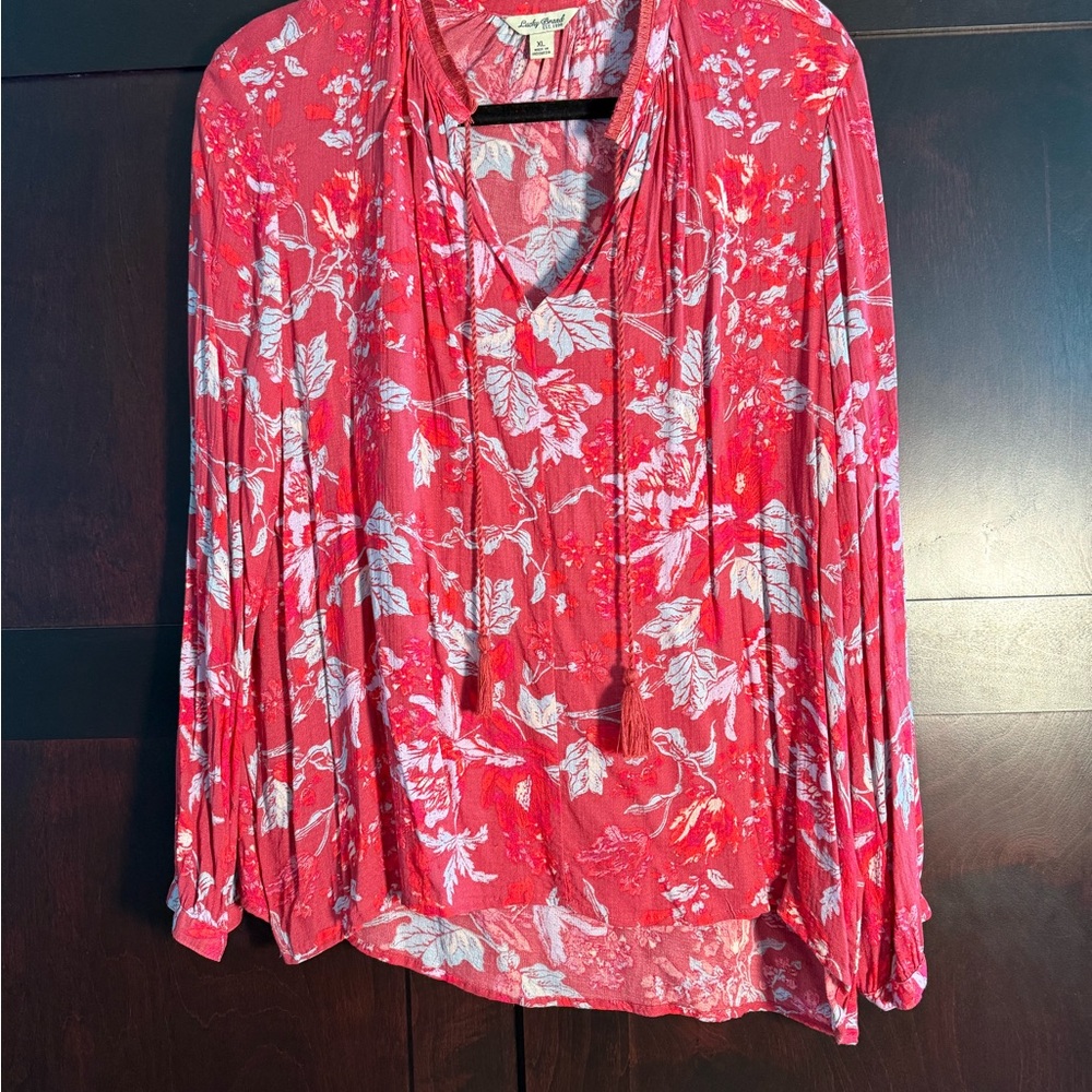 Lucky Brand Red Floral Blouse